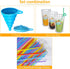 120 Pcs Zipper Plastic Pouches Drink Bags, Heavy Duty Hand-Held Translucent Frosted Reclosable Stand-up Bag 2.4" Bottom Gusset with 120 pcs Straws & Funnel Included