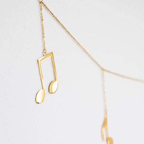 Music Notes Wall Decor Garland for Nursery Wall Hanging and Gifts for Music Lovers | Metal Gold Wall Accent for Music Teachers Singers Musicians | Boho Home Decoration Bedroom Living Room Apartment