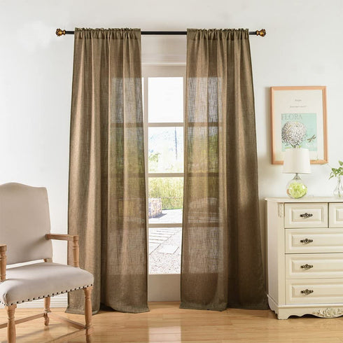 Valea Home Soft Burlap Natural Tan Rod Pocket Window Curtain Panels for Living Room Patio Door, 37" x 84", 1 Panel