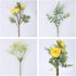 HUAESIN Fake Flowers 2 Pcs Artificial Rose Baby Breath Flowers Bouquet Yellow Plastic Eucalyptus Leaves for Wedding Bouquets Hotel Office Home Art Hall Garden Table Centerpieces Decor