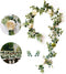 Hasken 6 Ft Artificial Eucalyptus Garland with Champagne Peony Flower Hanging Greenery Garland Fake Flower Garland for Home Wedding Backdrop Table Decor