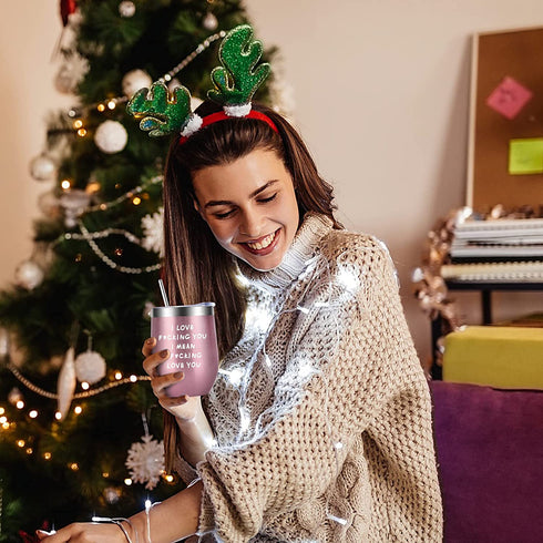 Funny Gifts for Women Wife Girlfriend Friends Teenage Girls-12 oz Wine Tumbler with Straws,Lids- Gifts for Mom Sister Her, Presents Ideas for Valentines Day,Xmas,Birthday,Dating,Anniversary