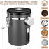 Veken Coffee Canister, Airtight Stainless Steel Kitchen Food Storage Container with Date Tracker and Scoop for Beans, Grounds, Tea, Flour, Cereal, Sugar, 22OZ, Gray