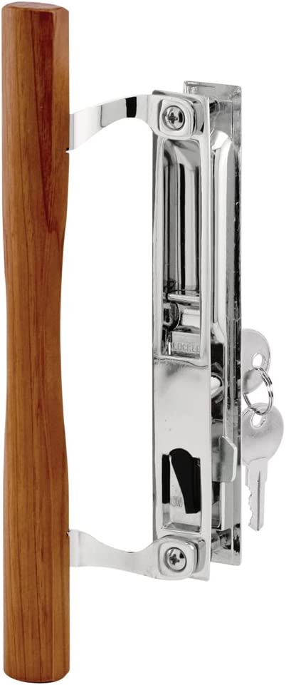 Prime-Line C 1149 Keyed Sliding Door Flush Latch Handle Set, 6-5/8in, Diecast, Chrome Plated, Wood Pull, Pack of 1