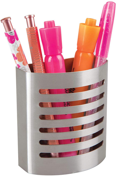 iDesign Forma Magnetic Modern Pen and Pencil Holder, Metal Writing Utensil Storage Organizer for Kitchen, Locker, Home, or Office, 3.25" x 1.75" x 3.50", Brushed Stainless Steel