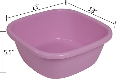 Cand Plastic Square Wash Basin, 12 Quart Dish Tubs, 3-Pack