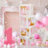 Baby Clear Boxes 4 pcs 12" by Serene Selection, 40 Balloons Included, for Boy or Girl BabyShower, Gender Reveal Party Supplies, Blocks with Letters for Baby Shower, Backdrop Block Party Decorations