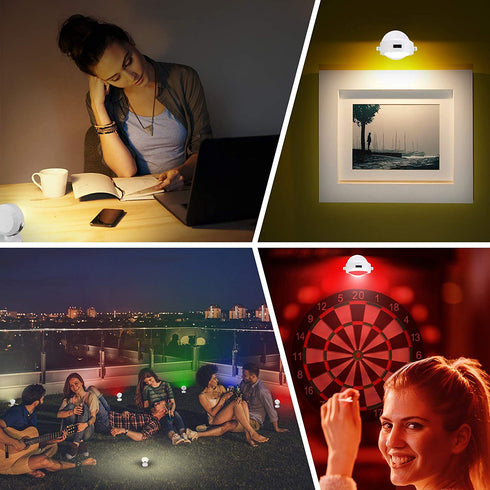 HONGUT Picture Light Rechargeable, LED Accent Lights Indoor, Wireless Puck Light with Remote, 12 Color Changing 9 LED Spotlight with 360°Rotate Light Head, Stick on Art Light for Dartboard, Painting