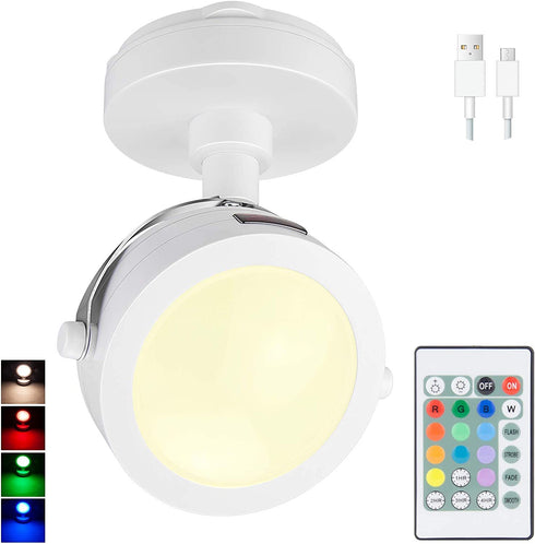 HONGUT Picture Light Rechargeable, LED Accent Lights Indoor, Wireless Puck Light with Remote, 12 Color Changing 9 LED Spotlight with 360°Rotate Light Head, Stick on Art Light for Dartboard, Painting