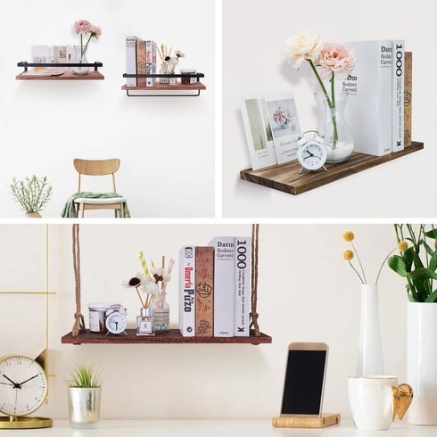 Multifunction Unfinished Wood, Wood for Crafts, Signs, Wall Decorations, Wall Arts, Storage Shelves, 16.5" x 5.9" x 0.59", Set of 3, Carbonized Black, Blank Wood Signs for Front Door