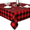 OurWarm Christmas Tablecloth Rectangle 60 x 84, Buffalo Plaid Tablecloth Rectangle, 100% Cotton Waterproof Black and Red Checkered Tablecloth for Dining Table, Buffet Party, and Christmas Table Decor