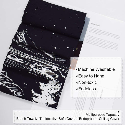 DESIHOM Starry Night Tapestry Mountain Tapestry Moon and Stars Tapestry Black and White Wall Tapestry for Bedroom Living Room Dorm Decor 70.9x92.5 Inch