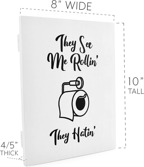Decorae Wooden Funny Bathroom Signs (Set of 3); Cute Humorous Wall Art Each 10 x 8 Inches
