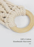 MAZJOARU Macrame Wall Hanging Shelves Bohemian Handmade White Cotton Rope Sturdy Wooden Floating Shelf Decor Storage for Plants Photo Frame for Bathroom Bedroom Living Room-1 Tier Set of 2