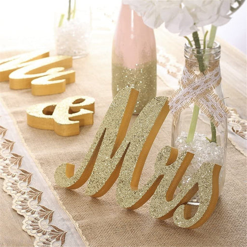 WANTMAZOR Mr and Mrs Signs Wedding Table Decorations, Wooden Freestanding Letters for Photo Props, Rustic Wedding Decoration, Anniversary Wedding Shower Gift (Golden) (Golden)