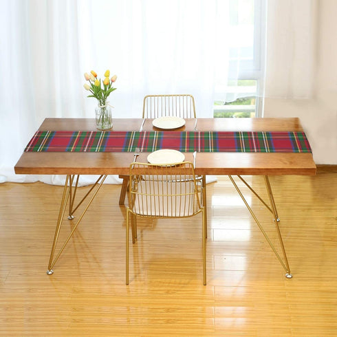 SUABO Table Runner Christmas Red and Green Tartan Plaid Striped Pattern Non-Slip Heat Resistant Modern Table Runners for Dinner Holiday Party Wedding Decoration 13 x 90 Inch