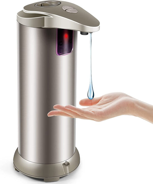 Soap Dispenser, Touchless Automatic Soap Dispenser, Waterproof Base Stainless Steel Infrared Sensor Type Adjustable Soap Dispenser for Family Restaurants