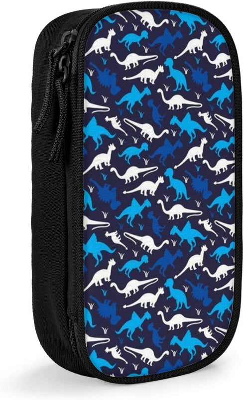 Cute Dinosaur Pencil Case for Boys Blue Pen Pouch Marker Holder Organizer for School Home College Office