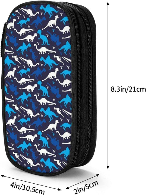 Cute Dinosaur Pencil Case for Boys Blue Pen Pouch Marker Holder Organizer for School Home College Office