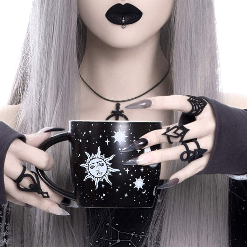 Coffee Mug (Celestial) by Rogue + Wolf Witch Goth Accessories for Women Hocus Pocus Gothic Home Decor Unique Spooky Witchy Gifts Cute Mugs Witchcraft Supplies - 14.2oz / 420ml Porcelain