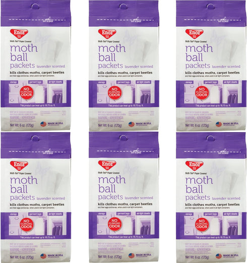 Enoz Moth Ball Packets - Lavender Scented, pack of 6