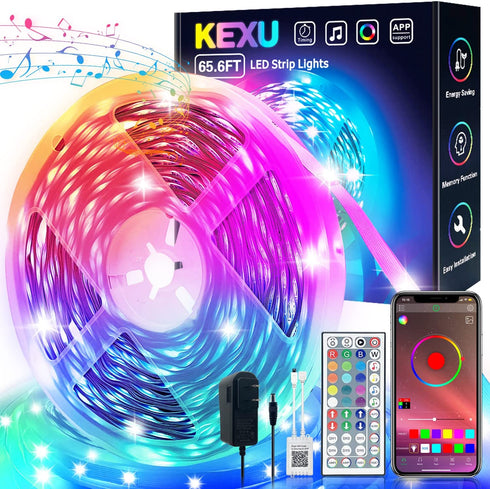 65.6 ft Led Lights for Bedroom KEXU Led Strip Lights Led Light Strips with App Music Sync Lights for Bedroom Led Lights for Room Decoration