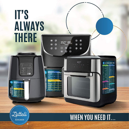 Air Fryer Magnetic Cheat Sheet Set, Air Fryer Accessories Cook Times, Airfryer Accessory Magnet Sheet Quick Reference Guide for Cooking and Frying (Black)