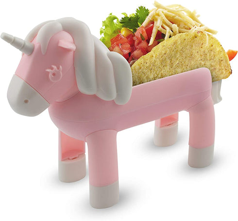 Unicorn Taco Holder Kids Plate, Pink Taco Stand Holds 2 Taco Shells for Fun Taco Tuesday Party