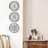3 Pcs Thickened Wooden Rustic Wall Decor Flower Carved Wall Art Farmhouse Geometric Frame Hanging Art Decor for Home Decor (Light Brown,Round)