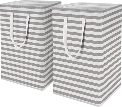 WISELIFE 2-Pack Laundry Hamper 75L Collapsible Large Laundry Baskets with Easy Carry Handles Freestanding Waterproof Clothes Hamper Storage Basket for Toys Clothes Organizer - 24.4" (H), Grey