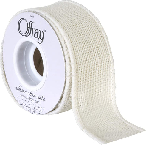 Berwick Offray 1.5" Wide Craft Burlap Ribbon, White, 3 Yards