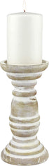 Stonebriar Decorative Worn White Wooden Pillar Candle Holder, Coastal Home Decor, Ocean Inspired Designs for Wedding Decorations, Parties, or Everyday Home, Large