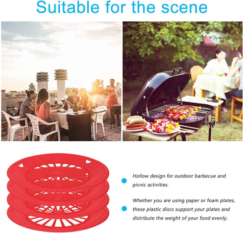 Cabilock 10Pcs Reusable Plastic Paper Plate Holder for Party BBQ and Picnic Round Paper Plate Trays Barbecue Plate Support Plastic Dinnerware