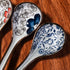 Japanese and Korean Soup Spoon set of 4, Long Curved Handle Asian Retro Chinese Ceramic Rice Spoons for Ramen Noodle(Different Color)