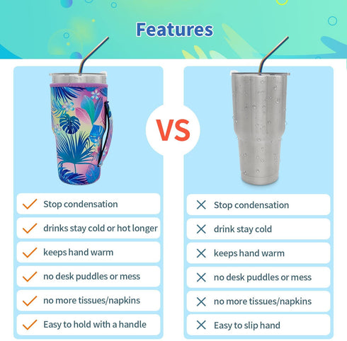 Bottle Sleeve Leopard Print Rainbow Sunflower Water Neoprene Insulated Sleeve Bottle Cover Pouch for 30oz Tumbler Cup (Only Cup sleeves) (Leopard)