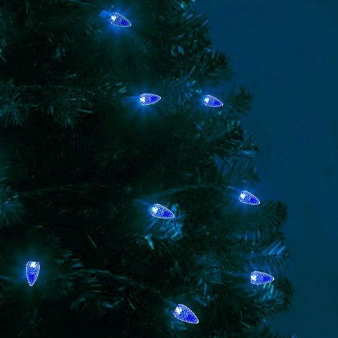 MXTCLM C6 Christmas Lights, 50 LED Strawberry String Lights, 18.31ft Blue C6 Lights, Fairy Lights for Outdoor, Indoor, Garden, Yard, Home, Party, Christmas Tree Decorations (Blue)