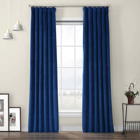 HPD Half Price Drapes VPYC Heritage Plush Velvet Curtain (1 Panel), 50 X 84, Pisces Blue