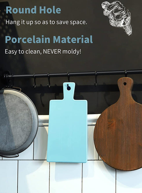 Sweese 818.102 Cheese Board Charcuterie Board Set with Knife, Cheese Serving Platter with Handle for Display, Entertaining and Serving, Fancy House Warming Gift, Turquoise