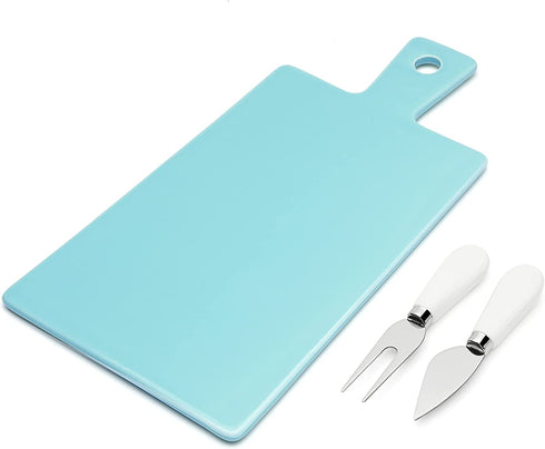Sweese 818.102 Cheese Board Charcuterie Board Set with Knife, Cheese Serving Platter with Handle for Display, Entertaining and Serving, Fancy House Warming Gift, Turquoise
