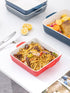 Kanwone Porcelain Bakeware, Square Baking Dishes, Casserole Dish with Double Handle, Lasagna Pan for Cooking, Kitchen, Cake Dinner, 8 x 8 Inches, Stripe Series - Red