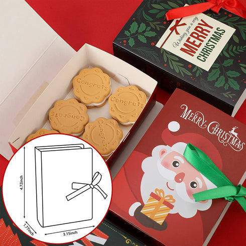 12 Pieces Christmas Cookie Boxes Chocolate Candy Bakery Boxes Cute Baking Boxes Cookie Tin Treat Boxes Holiday Packaging for Cakes, Cookies, Goodies, Candy, Christmas, Birthdays, Weddings Parties