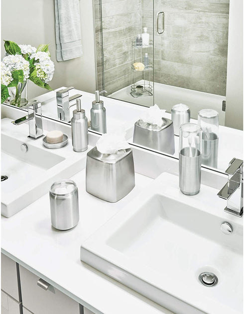 iDesign Austin Metal Covered Holder Stand, Holds Regular and Electric Toothbrushes in Master, Guest, Kid's, College Dorm Bathroom, Brushed