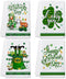 St Patricks Day Kitchen Towels and Dishcloths Set of 4, Happy St. Patrick's Day Dish Towels, Leprechaun Gnomes Irish Green Truck Hat Shamrocks Tea Hand Towels Housewarming Gifts for Home Decorations