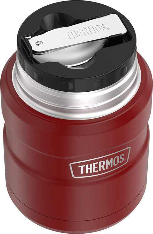 THERMOS Stainless King Vacuum-Insulated Food Jar with Spoon, 16 Ounce, Rustic Red
