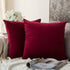 MIULEE Pack of 2 Velvet Pillow Covers Decorative Square Pillowcase Soft Solid Wine Red Cushion Case for Decor Sofa Bedroom Car 22 x 22 Inch 55 x 55 cm
