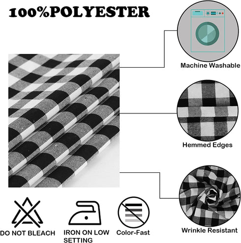 HTFDStar Cloth Napkins Set of 12, 18 X 18IN Napkins Cloth Washable, Reusable Napkins,Black and White Checkered Tablecloth, White Napkins,Black Napkins, Everyday Use Dinner Napkins/Table Napkins