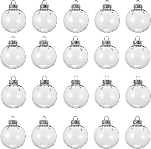 20 Pcs Clear Plastic Fillable Ornament Balls,Removable Top Clear Hanging Ornaments Ball,DIY Plastic Ornaments Round Balls,Perfect for Decoration On Christmas Trees,Wedding,Party(60mm)