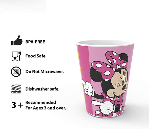 Zak Designs Kids Dinnerware Set Disney Minnie Mouse, Includes Plate, Bowl, and Tumbler, Non-BPA Made of Durable Melamine Material and Perfect for Kids (3-Piece Set)