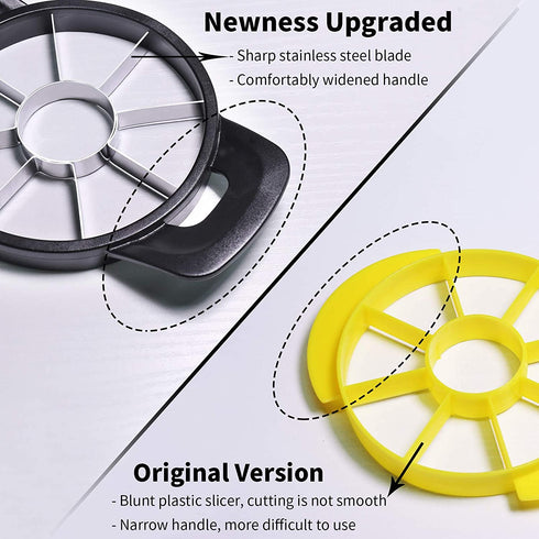 Newness Pineapple Corer and Slicer Tool, Durable Pineapple Core Remover with Upgraded Cutter & Reinforced Thicker Blade, Stainless Steel Kitchen Fruit Gadget for Diced Pineapple Rings, Black Handle