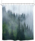Homewelle Forest Shower Curtain Men 60Wx72H Foggy Mountain Pine Tree Woodsy Cloudy Masculine Landscape Green Nature Rustic Scenic Woodland Misty Rainforest Waterproof Polyester Fabric Bathroom Bathtub